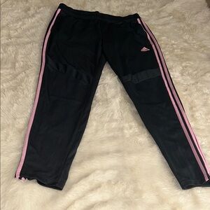 Adidas Gray Joggers with Pink Stripes